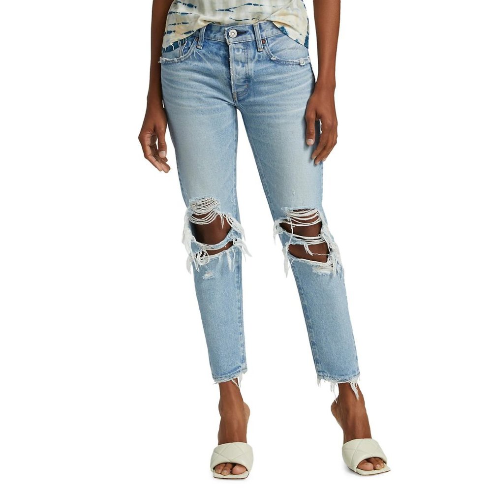 NEW Moussy Vintage Size 28 (4-6) Women's May Distressed Tapered Jeans